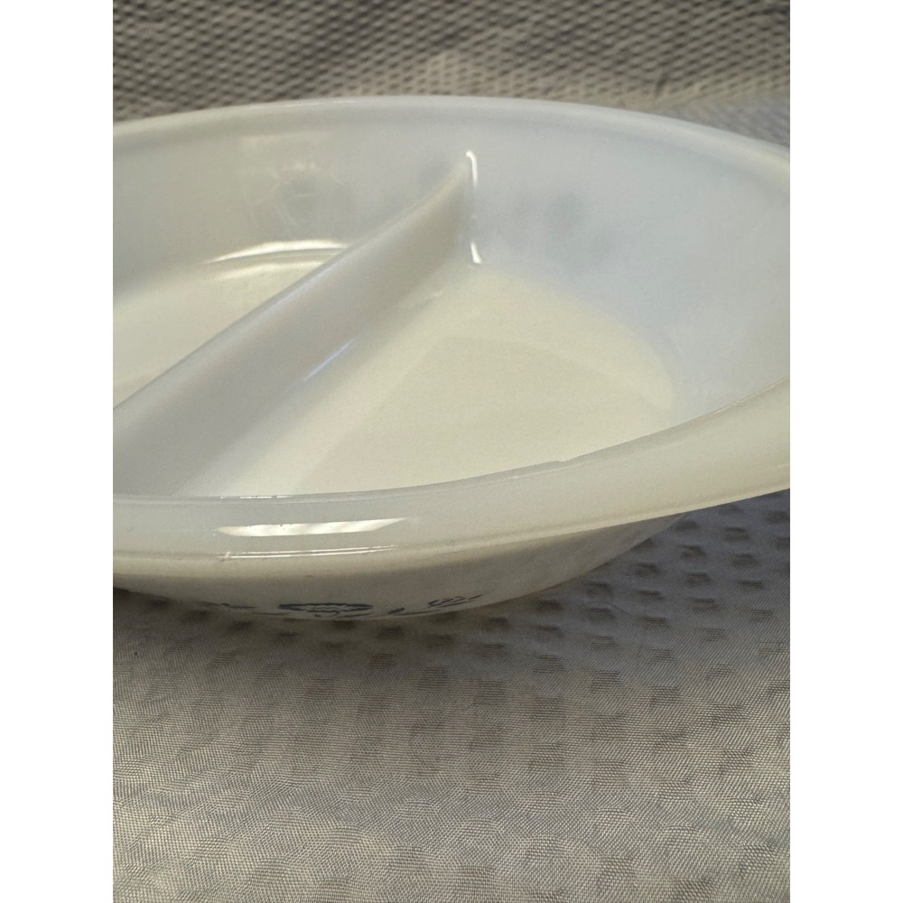 VTG Glasbake Blue Flower Floral Pattern White Divided Casserole Dish J2352‎ EUC - Picture 9 of 11